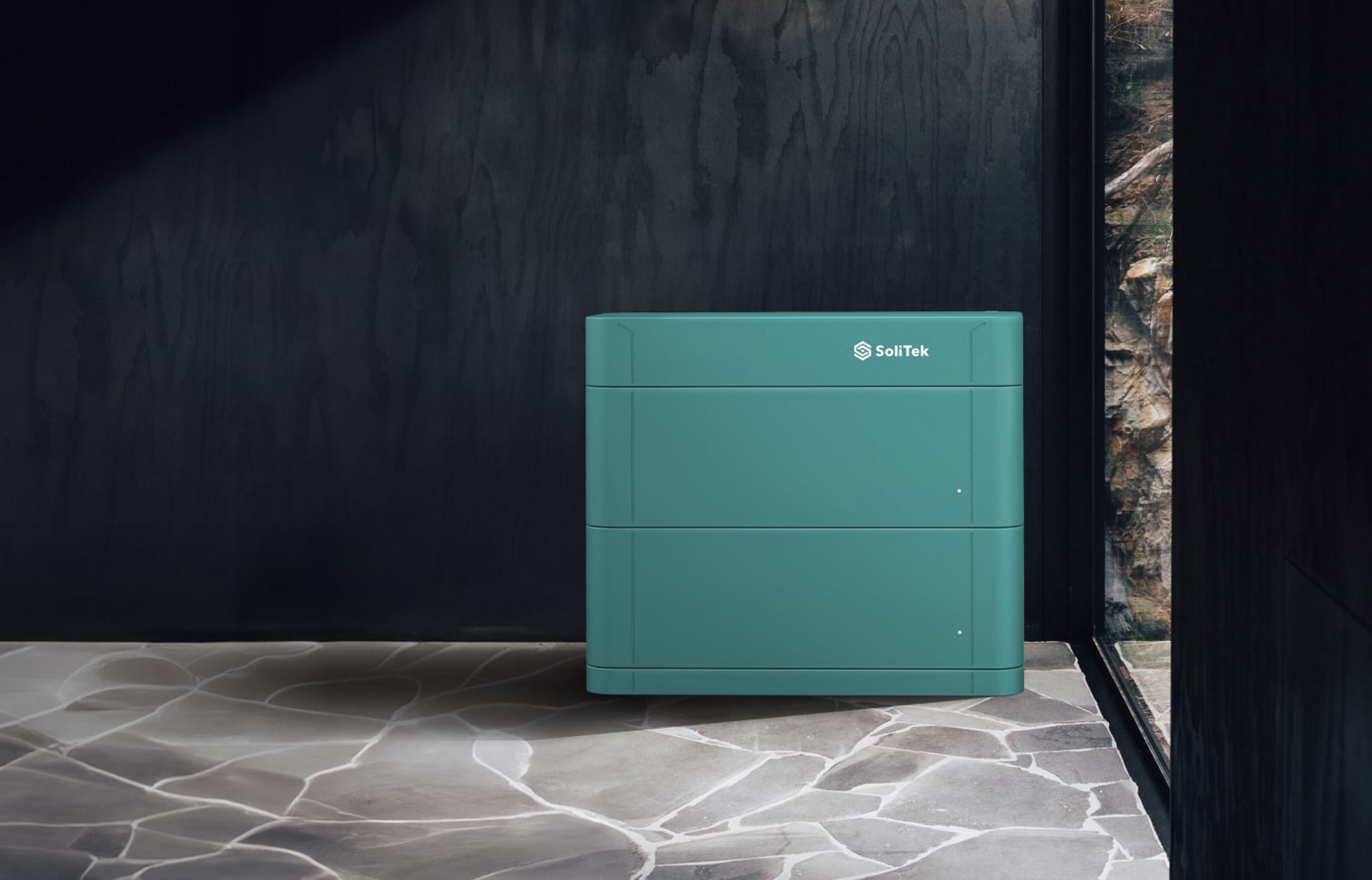 Hombee Storage energy storage system in a modern housing, ensuring energy independence.