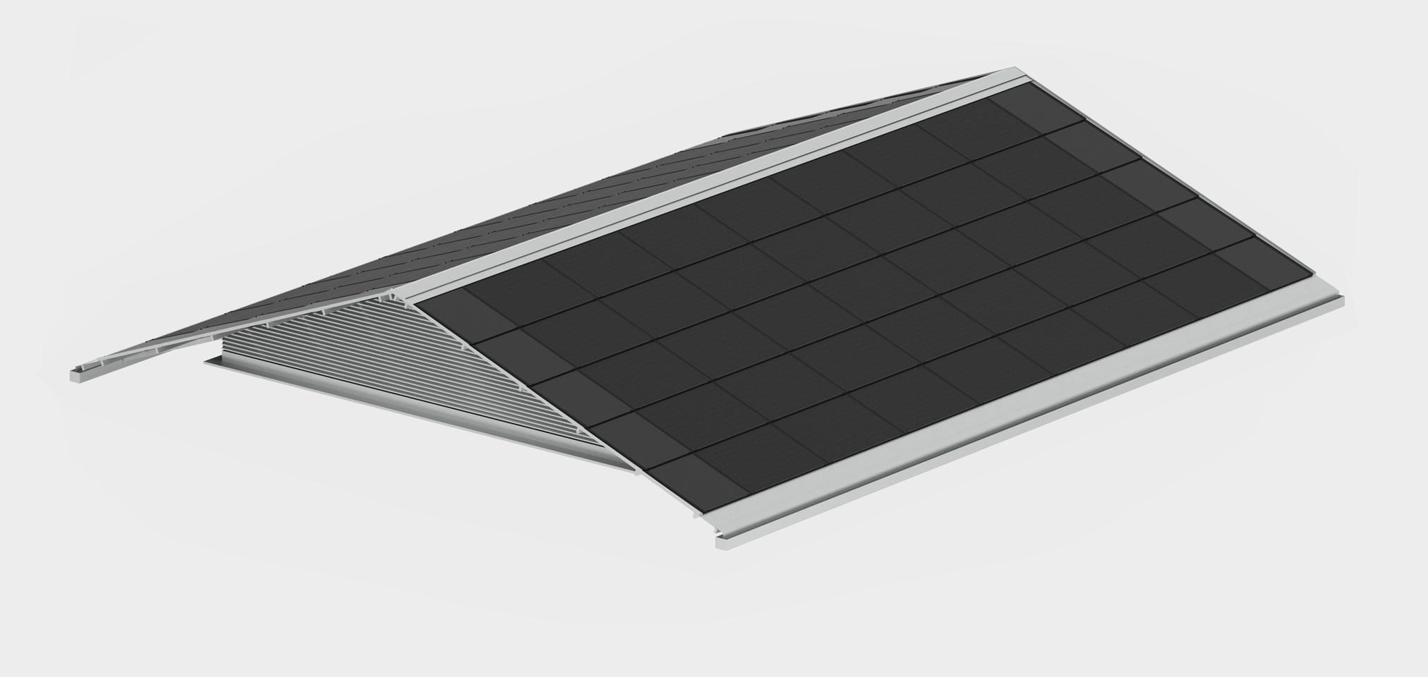 Set of energy storage system components: blue battery, inverter, charge controllers, and screen with app.