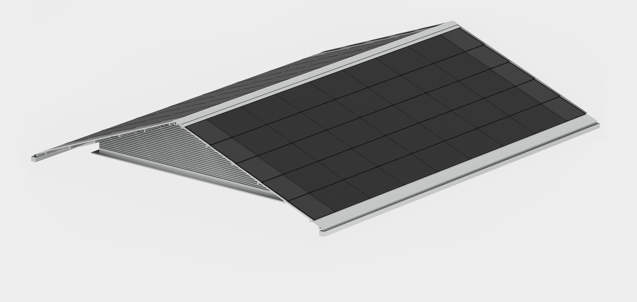 Set of energy storage system components: blue battery, inverter, charge controllers, and screen with app.