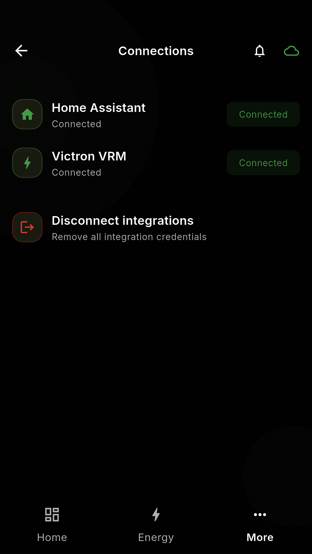 Matter integration settings with diagnostics, setup codes and commissioning tools.